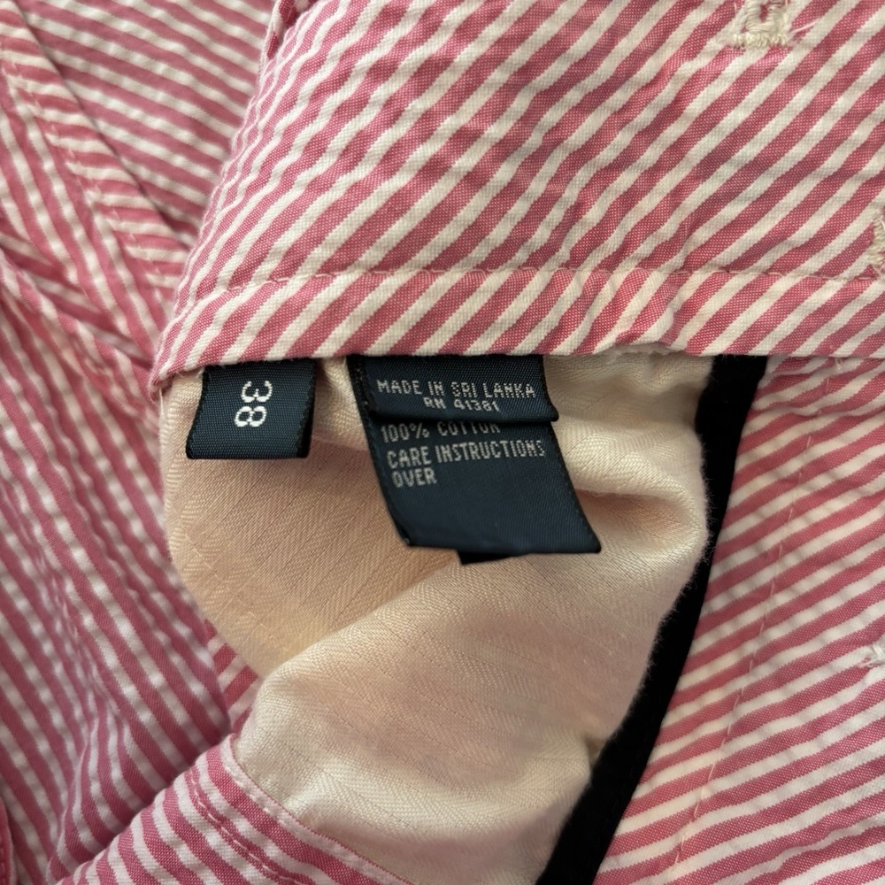 Polo Ralph Lauren 38 Pink/White Stripe Seersucker Suffield Fit Preppy Shorts EUC - Picture 3 of 6